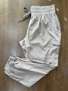 Lark + Grey Women’s 1X Jogger Cargo Pants Stretch Drawstring Taupe Comfy - Picture 1 of 7