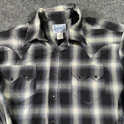 Vintage Rockmount Western Shirt Large Plaid Diamon Pearl Snap Cowboy Ranch 70's - Image 1 of 4