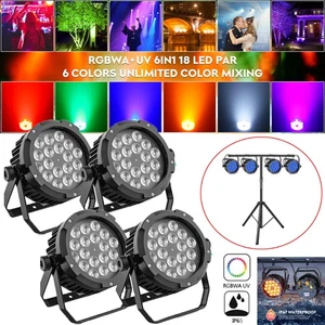 10 Stück 18 LED Außen Bühne Par Licht IP65 Wasserdicht RGBWA + UV DMX Party DJ Lichter - Bild 1 von 24