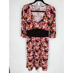 Laundry by Shelli Segal Damen mehrfarbig 3/4-Ärmel V-Ausschnitt Blumen Kleid Größe 8 - Bild 1 von 1
