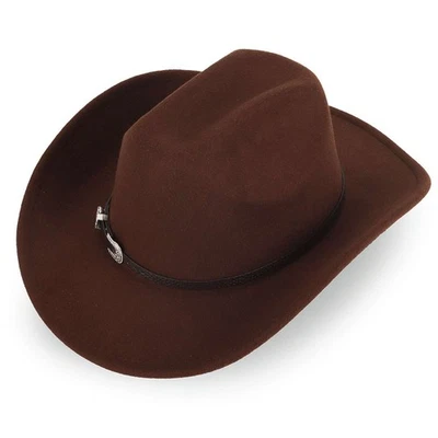 Vintage Western Cowboy Hat Black Belt Men's Felt Fedora Hat Women Jazz Cowgirl - Image 1 of 4