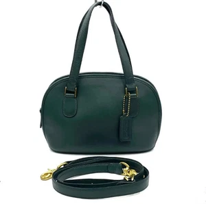 Vintage Coach Old Coach Leder Handtasche grün 2-Wege Schultertasche klassisch stilvoll - Bild 1 von 12