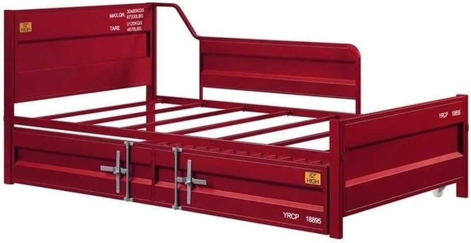Cargo Metal Frame Twin Daybed with Trundle in Red - Image 1 of 4