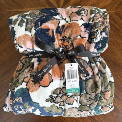 NWT Vera Bradley Fleece 80x50 Blanket Petite Exuberant Floral Sage Fall Floral - Image 1 of 4