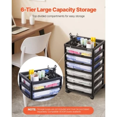 VEVOR Scrapbook Rolling Storage Cart, 6-Tier Large Capacity with Organizer Top, - Image 1 of 4