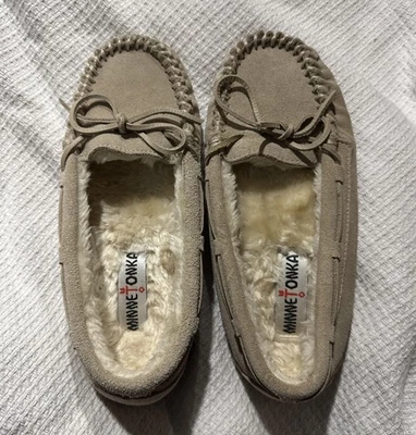 Minnetonka Cally Mujer Talla 7m Gamuza con Forro de Piel Sintética Mocasín Zapatillas Foto 1 de 3