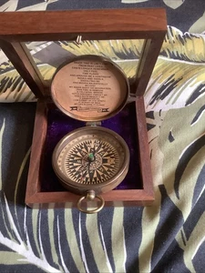 Dollond London Undated Brass Compass Compact In Glass Velvet Case - Picture 1 of 5