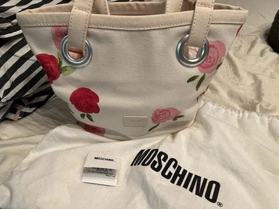 Bolso Moschino Italia Mujer Lona Asa Superior con Rosas Rosas y Rojas, ¡¡Nuevo!!! Foto 1 de 4