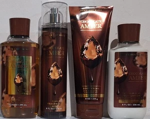 Bath & Body Works Chocolate Amber Body Wash,Mist,Cream & Lotion 4pc Gift Set  - Picture 1 of 1