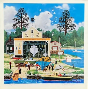 Jane Wooster Scott SALEM SHIPYARD Hand Signed Limited Edition Lithograph Art - Picture 1 of 3