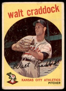 1959 Topps Walt Craddock Rookie Kansas City Athletics #281