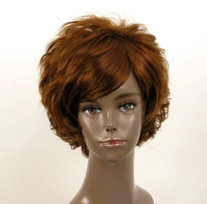 perruque AFRO femme 100% cheveux naturel châtain clair cuivré ref LAET 07/30 - Picture 1 of 9