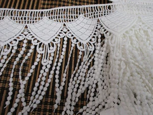 1 yard in 7 1/8" width in white color high end crochet poly cotton fringe  - Picture 1 of 4
