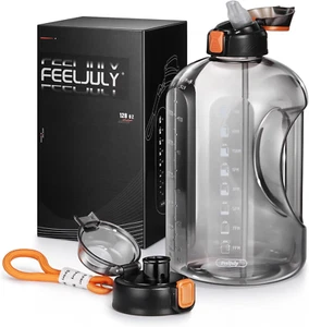 1 Gallon Water Bottle with Straw, 128 Oz Large Water Bottles with Times to Drink - Picture 1 of 7