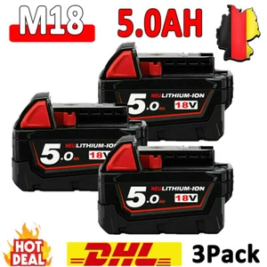 5Ah Akku Für Milwaukee M18 M18B12 18V XC 12,0Ah Li-Ion 48-11-1812 48-11-1860 3X - Bild 1 von 17