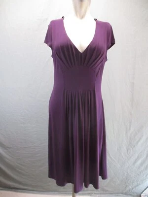 BISOU BISOU Size 10 Womens Purple Plunging Short Sleeve Midi Cocktail Dress 844 - Image 1 of 4