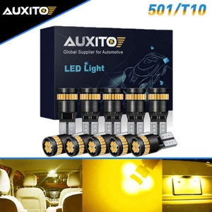 10X AUXITO Amber 175 2825 168 194 T10 LED Parking Dome Light Bulbs Super Bright - Picture 1 of 8