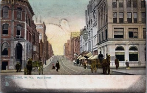 Postal Tuck Wheeling West Virginia Main Street Horse & Buggies #D10 - Imagen 1 de 2