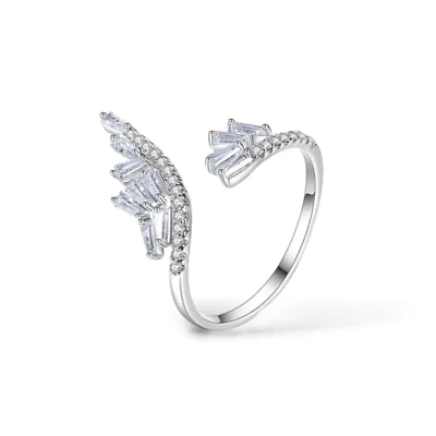 Anillo abierto ajustable con circonita cúbica joyería de moda para mujer chapado en oro Foto 1 de 4