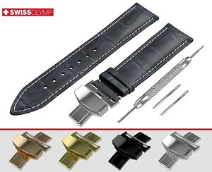 Fits HUGO BOSS Navy Blue Watch Strap Band Genuine Leather For Buckle Clasp Pins