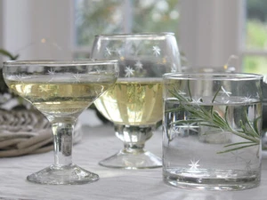 VINTAGE PARTY WINE GLASS CHAMPAGNE WATER TUMBLER STAR DECOR WEDDING CHRISTMAS - Picture 1 of 23