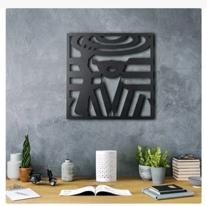 High Fashion Stil Metall Wandbild Schwarz Quadrat Linien Modern Wandbehang - Bild 1 von 3
