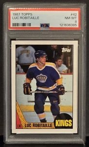 1987-88 Topps Hockey NHL #42 Luc Robitaille Rookie PSA 9 Como Nuevo L A Kings RC  - Imagen 1 de 2
