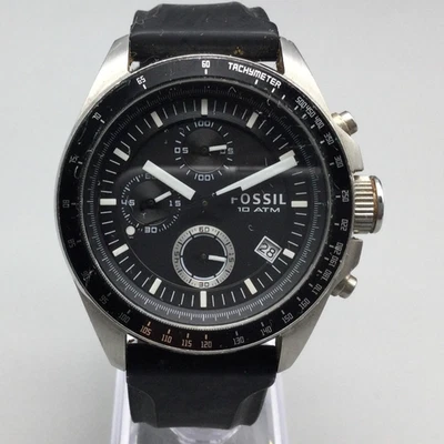 Reloj Cronógrafo Fossil CH2573 Decker 47mm Para Hombre Esfera Negra Silicona Batería Nueva Foto 1 de 4