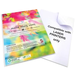 Evergreen Goods 10 Blatt wasserfestes A4 weißes mattes selbstklebendes Vinyl-... - Afbeelding 1 van 9