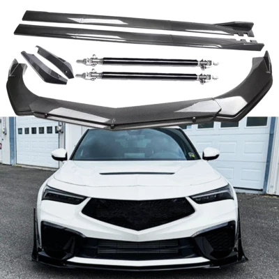 Carbon Fiber Front Bumper Lip Spoiler & Side Skirt  For Acura Integra - Image 1 of 4