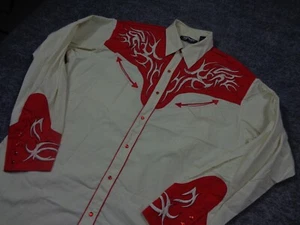 Libellenhemd Herren 2XL Western Rockabilly Perlen Druckknopf Flammen Stickerei Vintage - Bild 1 von 12
