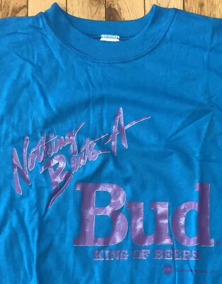 Camiseta Budweiser Vintage Años 90 Nothing Beats a Bud King of Beers 2XL NUEVA SIN ETIQUETAS NOS Nueva Foto 1 de 4