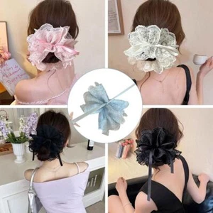 Cintas de lazos de malla con borde de encaje blanco crema de hadas de verano banda de goma para el cabello U9K7 - Imagen 1 de 15