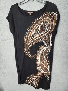 Adrienne Vittadini Black Large Paisley Cap Sleeve Mini Sheath Dress - Picture 1 of 8