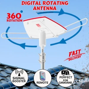 SIMTECH Rotating Digital Outdoor HD TV Antenna w/Signal Booster Remote Control - Picture 1 of 11