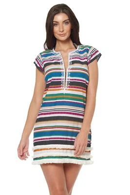 Bleu Rod Beattie 293230 Mujer Rayas Flecos Caftán Natación Encubrimiento Blanco S Foto 1 de 2