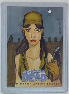 JUEGO 2 DE TARJETAS DE DIBUJO CÓMICO WALKING DEAD: ARTISTA ROSITA MARCO D. CARRILLO MDC07 - Imagen 1 de 2