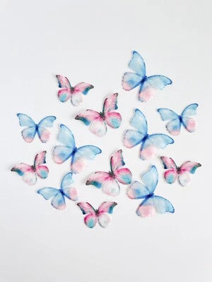 Mariposa oblea precortada comestible - mariposa comestible acuarela azul y púrpura Foto 1 de 2