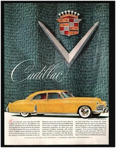 1948 Cadillac Original Druck Anzeige ~ Schneller Versand ~ gelbe 4-türige Limousine - Bild 1 von 1