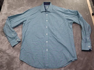 Bugatchi Uomo Dress Shirt Men's Size M Contrast Cuff & Collar Long Sleeves Green - Picture 1 of 17