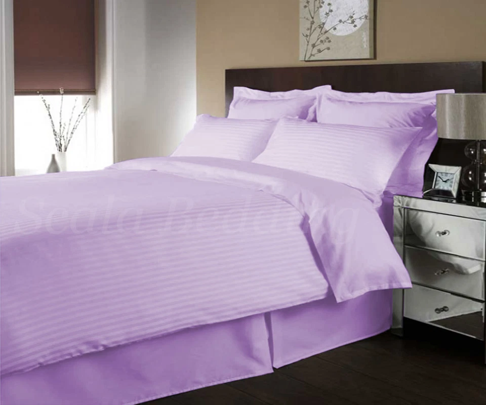 100% Egyptian Cotton 1000-TC 3 Piece Striped Duvet Cover All Sizes All Colors - Image 1 of 1