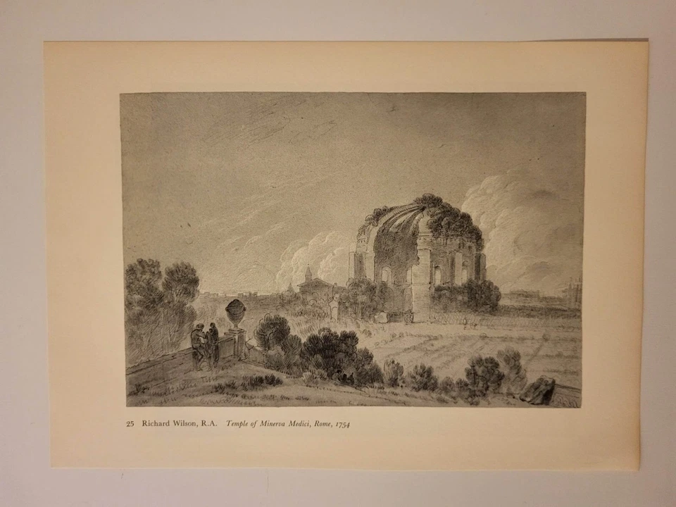 Antiguo estampado vintage Richard Wilson R.A Templo de Minerva Medici Roma 1754 Foto 1 de 1