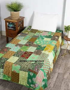 Indio Vintage Patchwork Seda Kantha Bordado Manta Colcha - Imagen 1 de 3