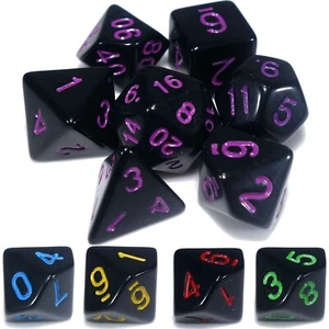 Poly Dice Set - Gloss Black (Select Colour) / D&D RPG DND Dungeons and Dragons - Picture 1 of 20