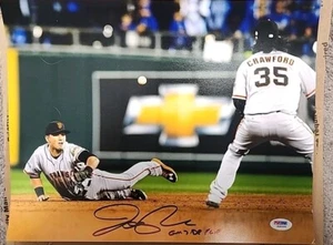 SF Giants Joe Panik Signed 11x14 Photo WS Dive Inscribed " GM 7 DP Flip Psa/DNA - Picture 1 of 2