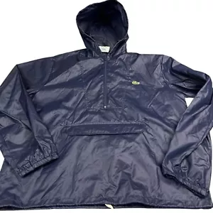 Vintage Lacoste Izod Rain Jacket Mens L Anorak Windbreaker Blue Packable - Picture 1 of 12