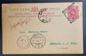 1906 British Central Africa 1d Stamped Postcard cd Zomba-Domitz - Picture 1 of 2