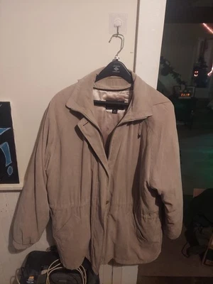 Vintage 90s London Fog Adult L Full Zip Tan Coat Soft Suede USA Made Insulated - Image 1 of 4