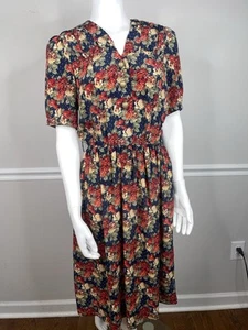 Vintage Lady Carol petites size 8 Dress 100% polyester floral cottage 60s USA - Picture 1 of 15