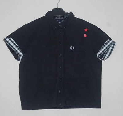 Camisa de Bowling Fred Perry Amy Winehouse Negro Blanco Corazón Cuadros Guinga Reino Unido 8 36 4 Foto 1 de 4